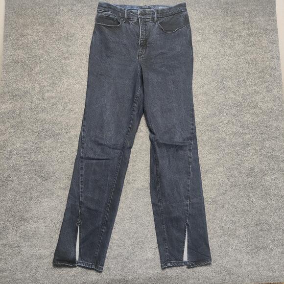 Good American Denim - Good American Good Boy Straight Jeans Womens 8/29 Blue High Rise Slit Denim